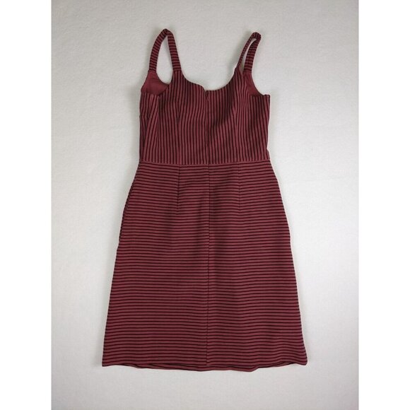 Ann Taylor LOFT Women's Dress Size 0 Pink Striped Stretch Knit Sheath - Picture 13 of 13